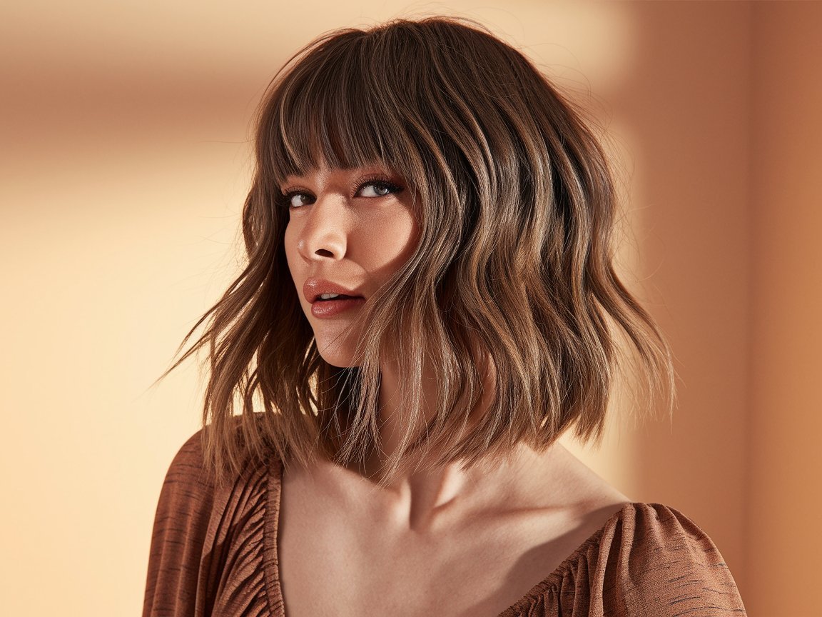Shaggy Hair z prostą grzywką - modna fryzura damska w salonie IzaBella Łódź